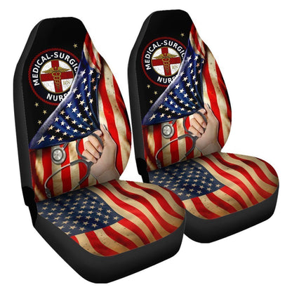 MSN Nurse Car Seat Covers Custom American Flag Meaningful For Fourth Of July