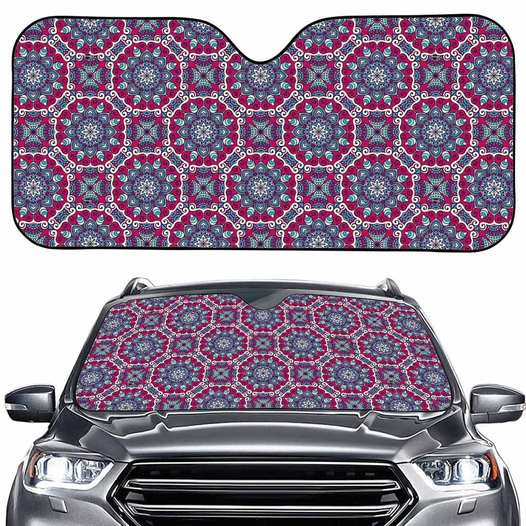Magenta Mandala Bohemian Pattern Print Car Windshield Sun Shade