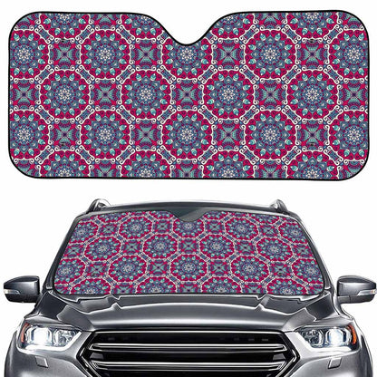 Magenta Mandala Bohemian Pattern Print Car Windshield Sun Shade
