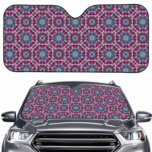 Magenta Mandala Bohemian Pattern Print Car Windshield Sun Shade