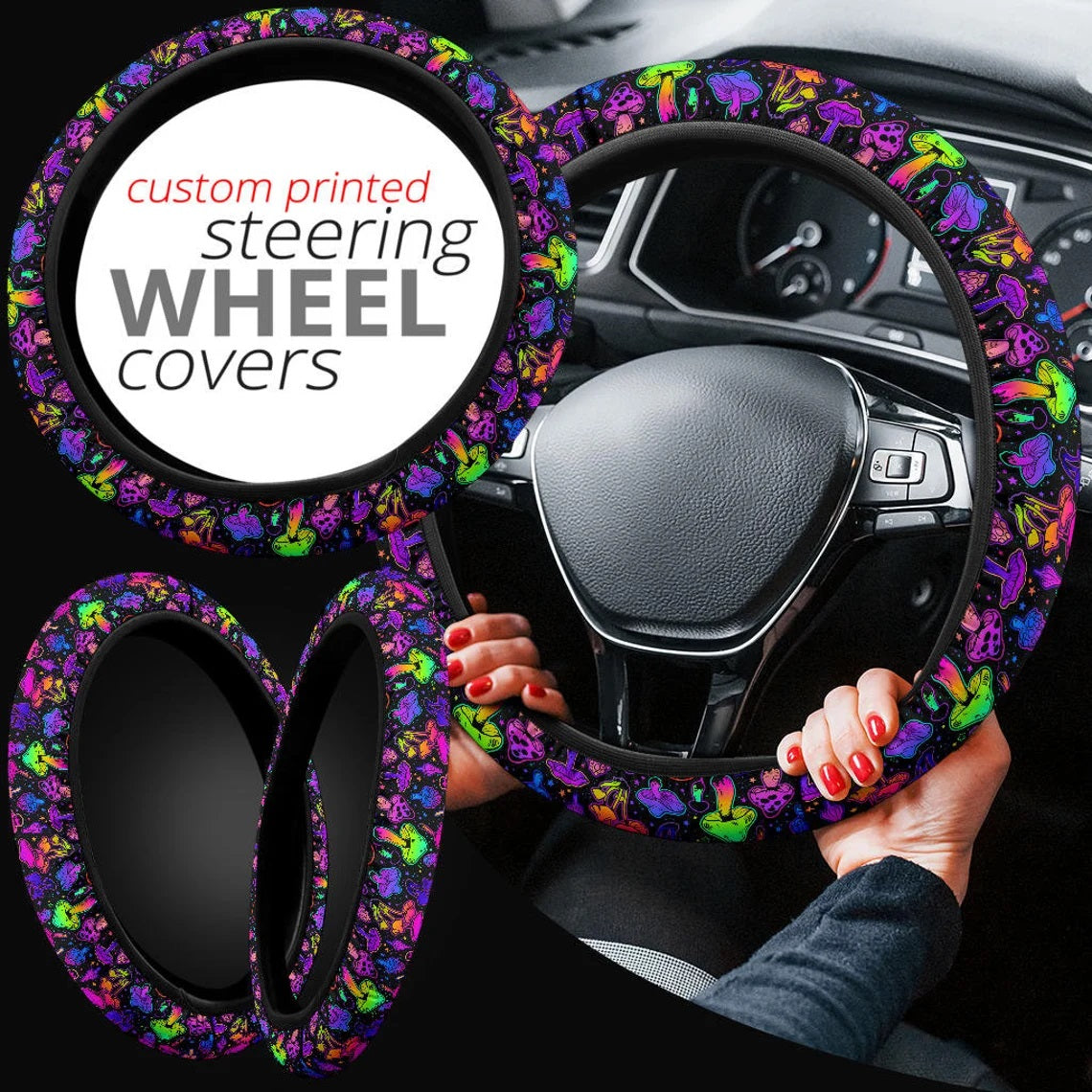 Magic Mushroom Glow Car Steering Wheel Cover