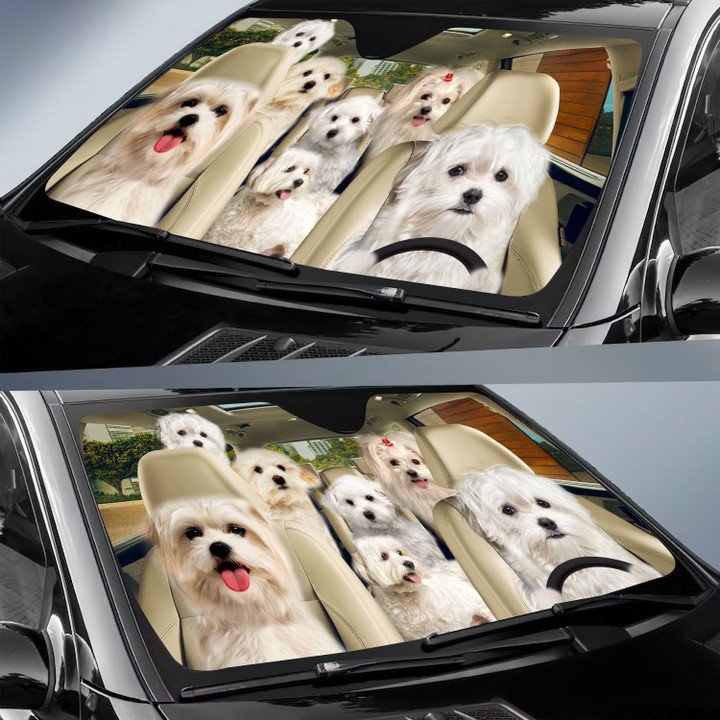 Maltese Car All Over Printed 3D Sun Shade