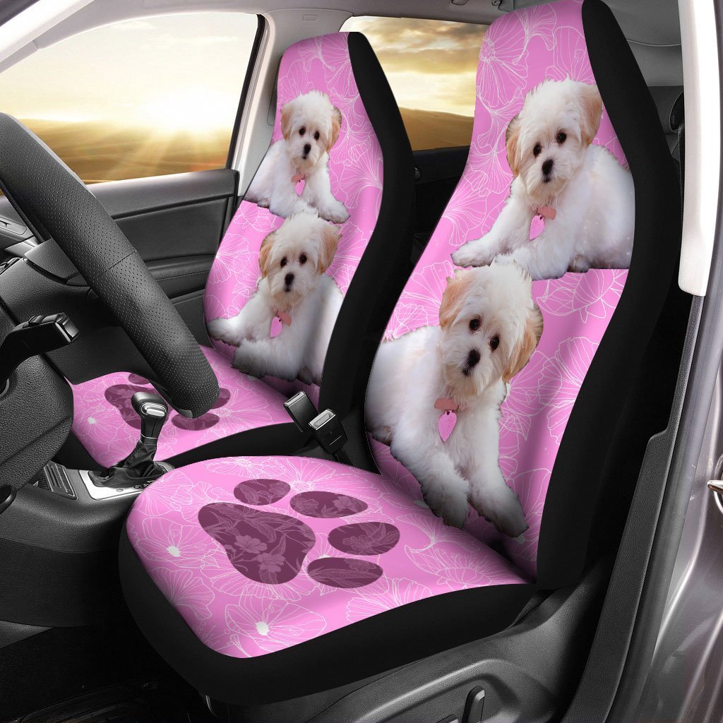 Maltese Car Seat Covers Custom Pink Car Interior Accessories