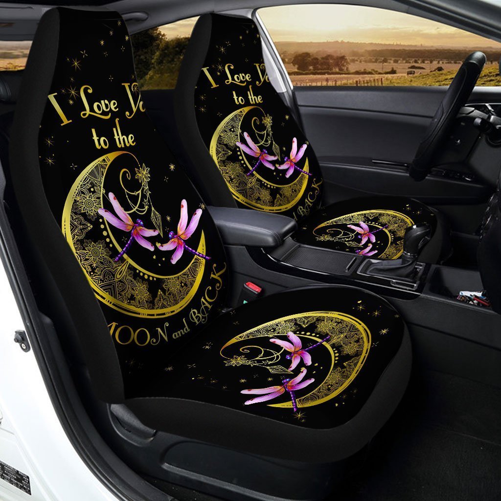 Mandala Dragonfly Car Seat Covers I Love You To The Moon And Back Car Accessories