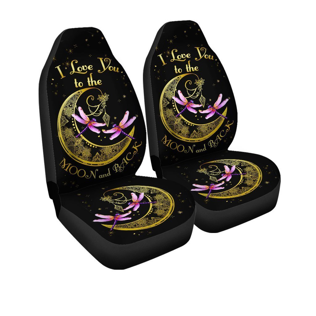 Mandala Dragonfly Car Seat Covers I Love You To The Moon And Back Car Accessories