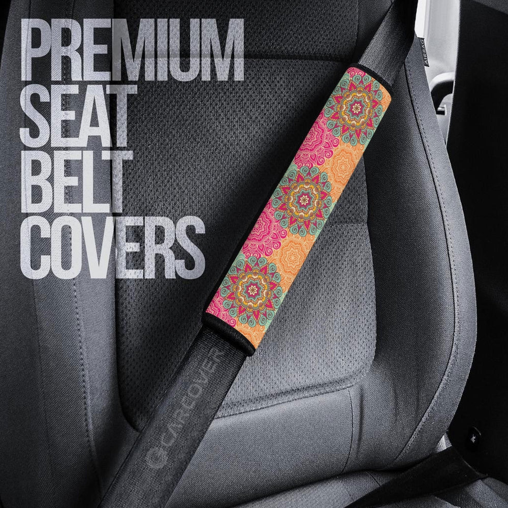 Mandala Flower Seat Belt Covers Custom Mandala Car Accessories
