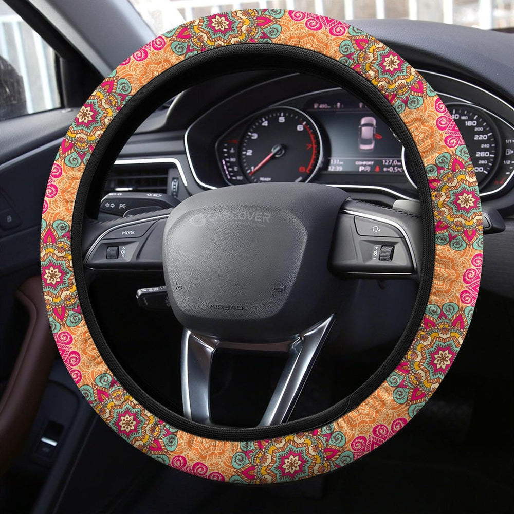 Mandala Flower Steering Wheel Covers Custom Mandala Car Accessories