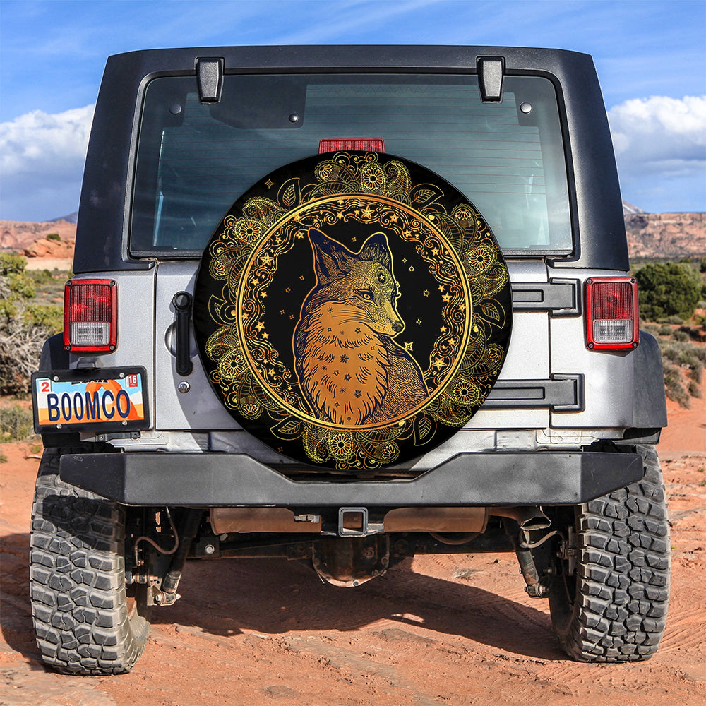 Mandala Fox Car Spare Tire Cover