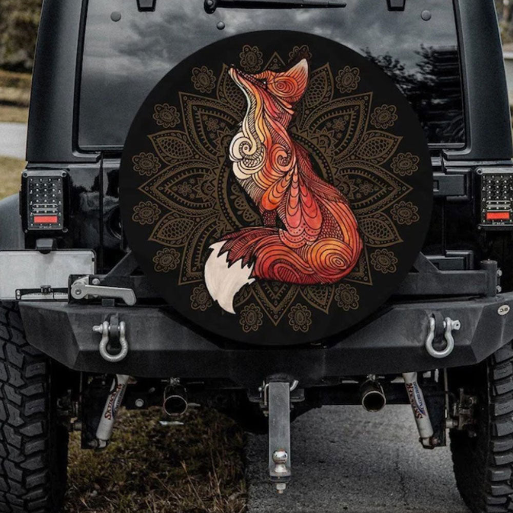 Mandala Fox Car Spare Tire Cover