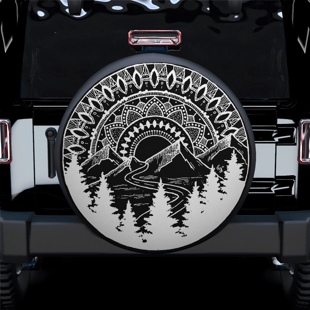 Mandala Mountain Holiday Car Spare Tire Cover