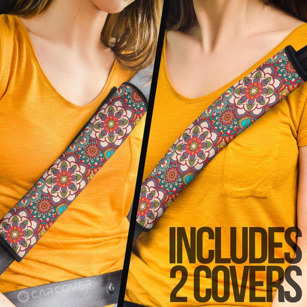Mandala Seat Belt Covers Custom Flower Car Accessories