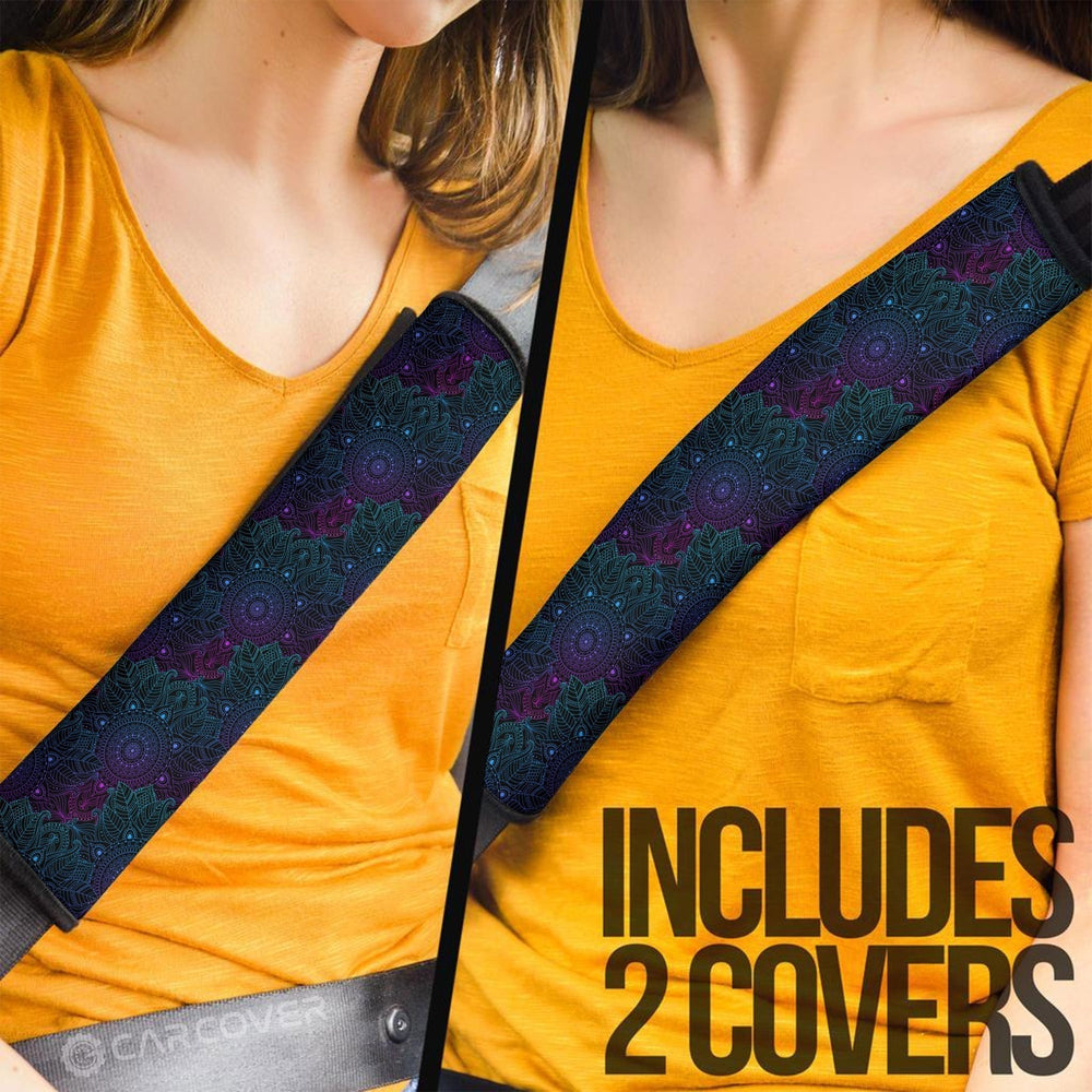 Mandala Seat Belt Covers Custom Flower Car Interior Accessories