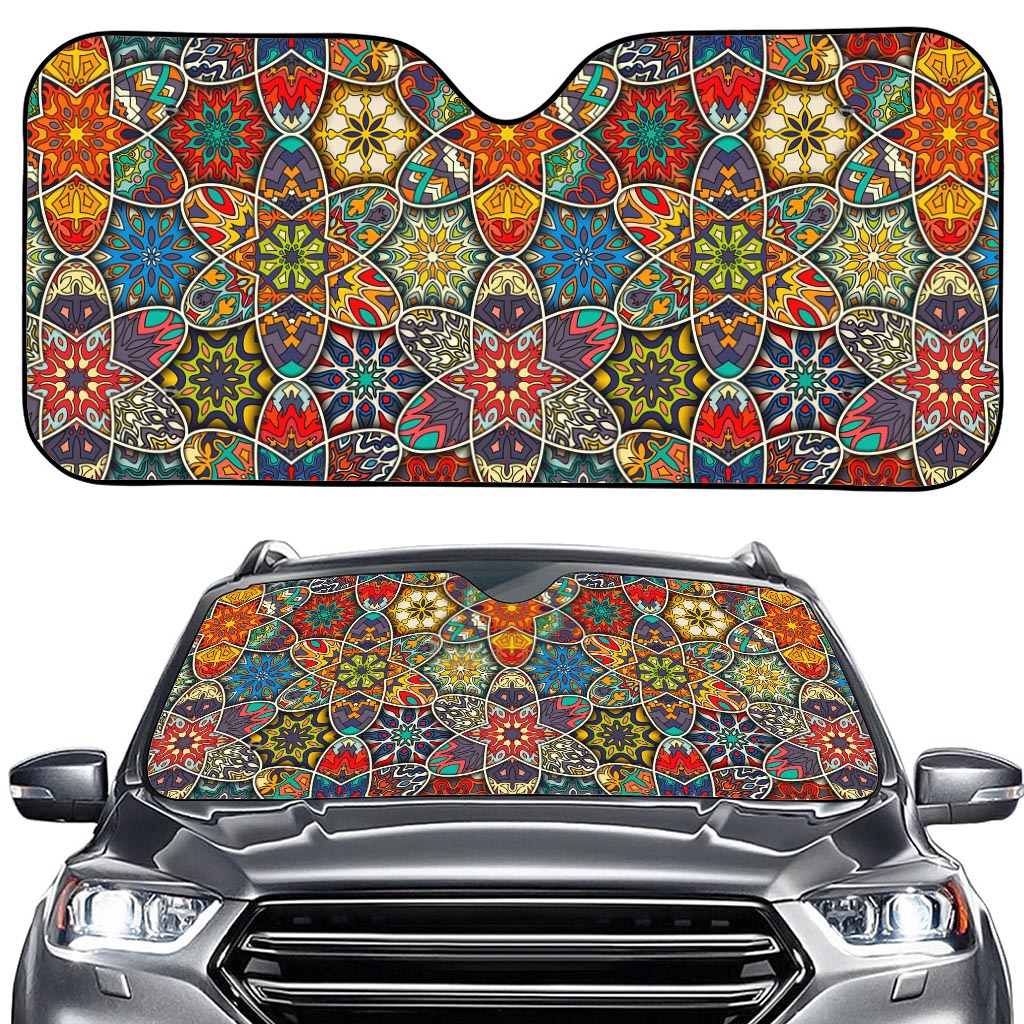 Mandala Star Bohemian Pattern Print Car Windshield Sun Shade