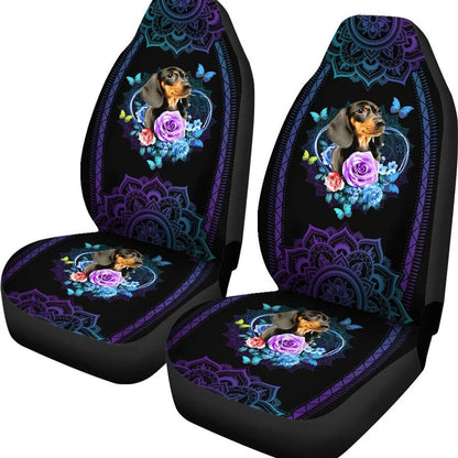 Mandala Style Dachshund Custom Car Seat Covers
