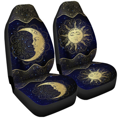 Mandala Sun And Moon Car Seat Covers Custom Galaxy Car Accessories