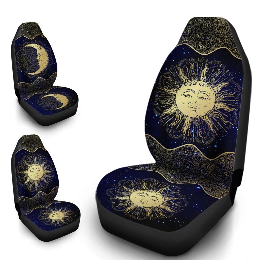 Mandala Sun And Moon Car Seat Covers Custom Galaxy Car Accessories