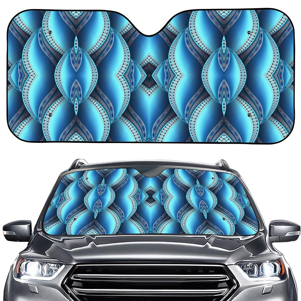 Mandala Waves Bohemian Pattern Print Car Windshield Sun Shade