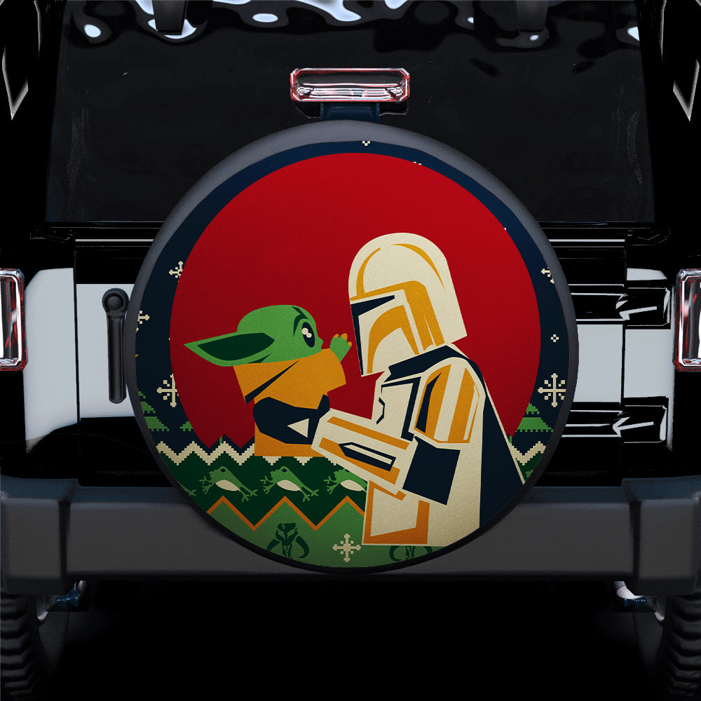 Mandalorian Holding Baby Yoda Car Spare Tire Cover