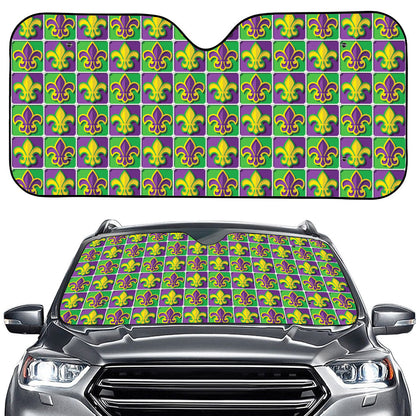 Mardi Gras Fleur De Lis Pattern Print Car Windshield Sun Shade