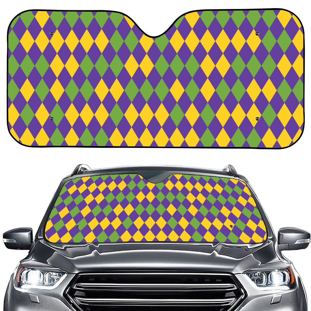 Mardi Gras Harlequin Pattern Print Car Windshield Sun Shade