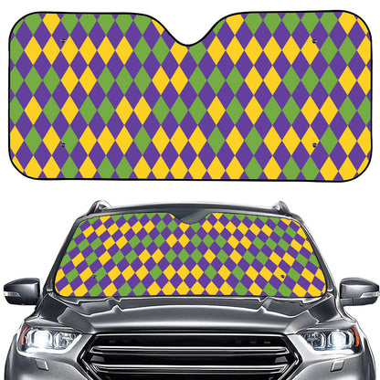 Mardi Gras Harlequin Pattern Print Car Windshield Sun Shade