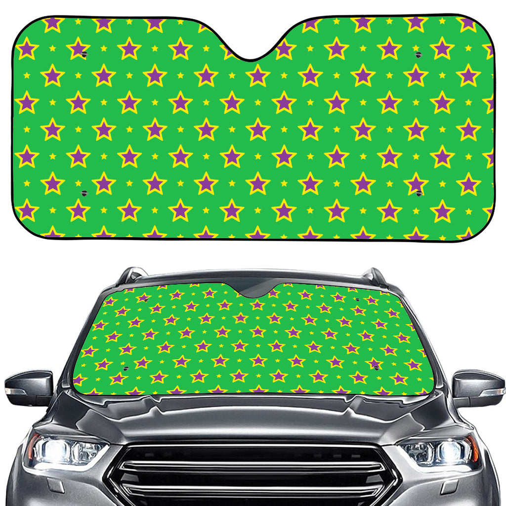 Mardi Gras Star Pattern Print Car Windshield Sun Shade