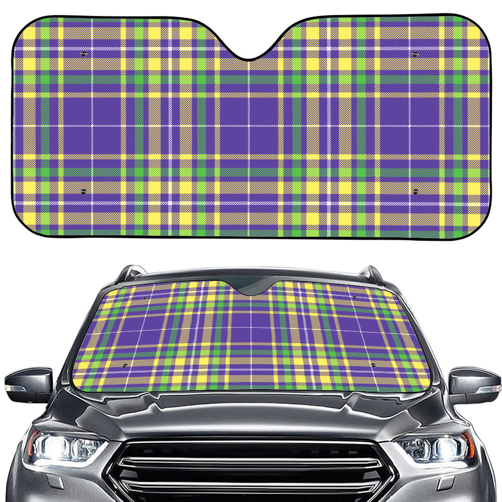 Mardi Gras Tartan Plaid Pattern Print Car Windshield Sun Shade