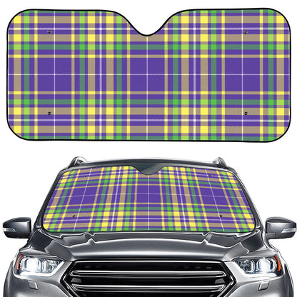 Mardi Gras Tartan Plaid Pattern Print Car Windshield Sun Shade