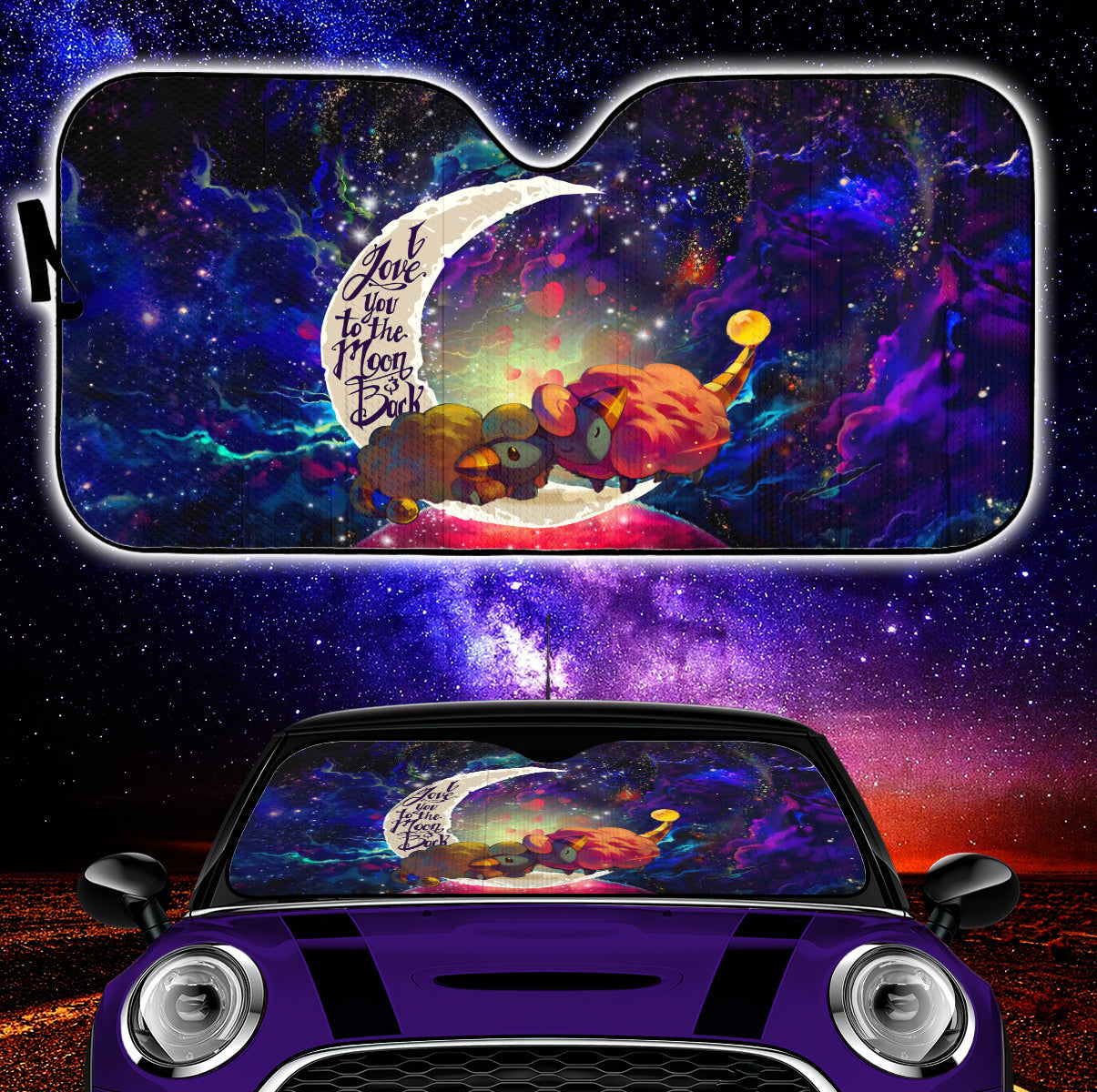 Mareep Pokemon Love You To The Moon Galaxy Car Auto Sunshades