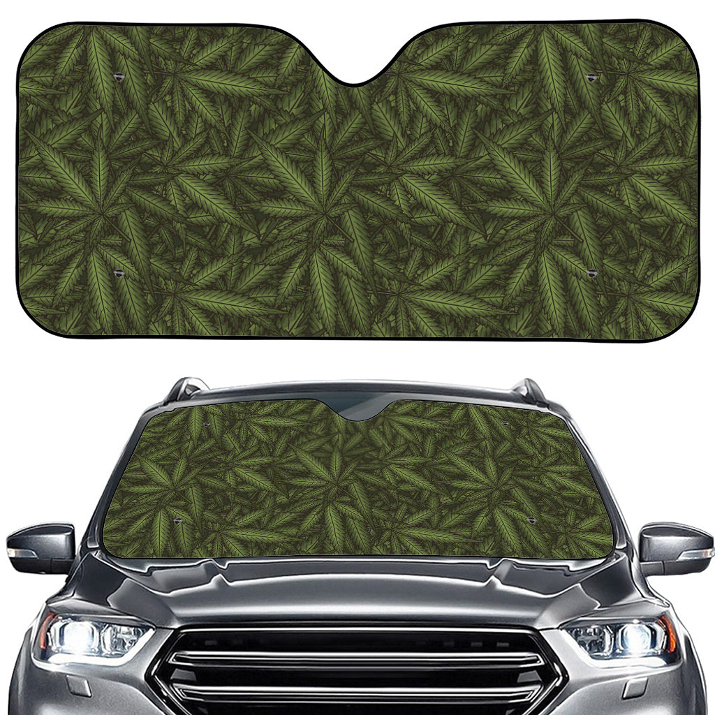Marijuana Leaf Pattern Print Car Windshield Sun Shade