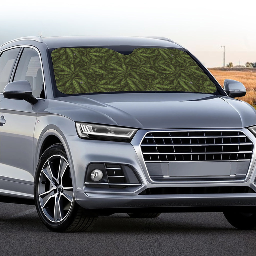 Marijuana Leaf Pattern Print Car Windshield Sun Shade