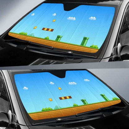 Mario Background Car Auto Sun Shades Universal Fit 051312