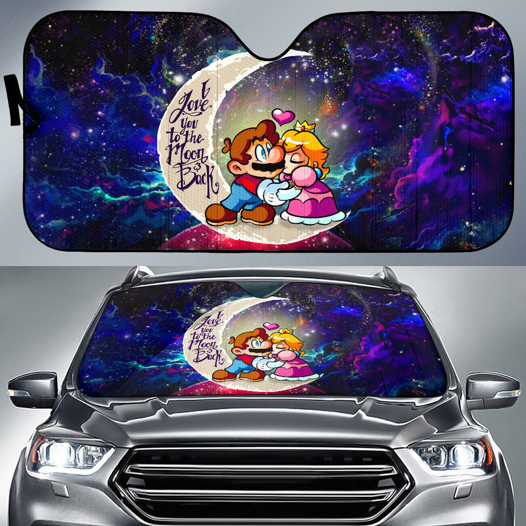 Mario Couple Love You To The Moon Galaxy Car Auto Sunshades
