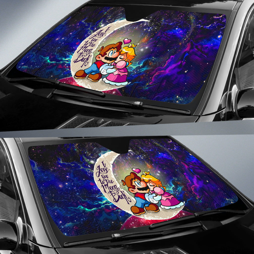 Mario Couple Love You To The Moon Galaxy Car Auto Sunshades