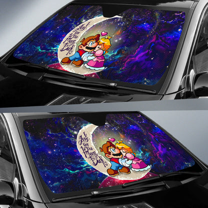 Mario Couple Love You To The Moon Galaxy Car Auto Sunshades