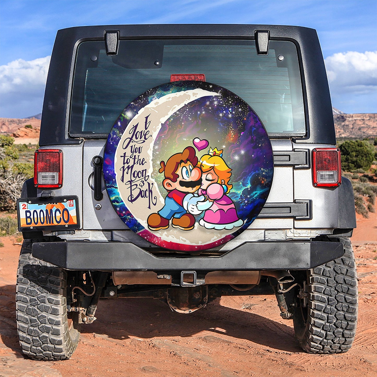 Mario Couple Love You To The Moon Galaxy Spare Tire Cover