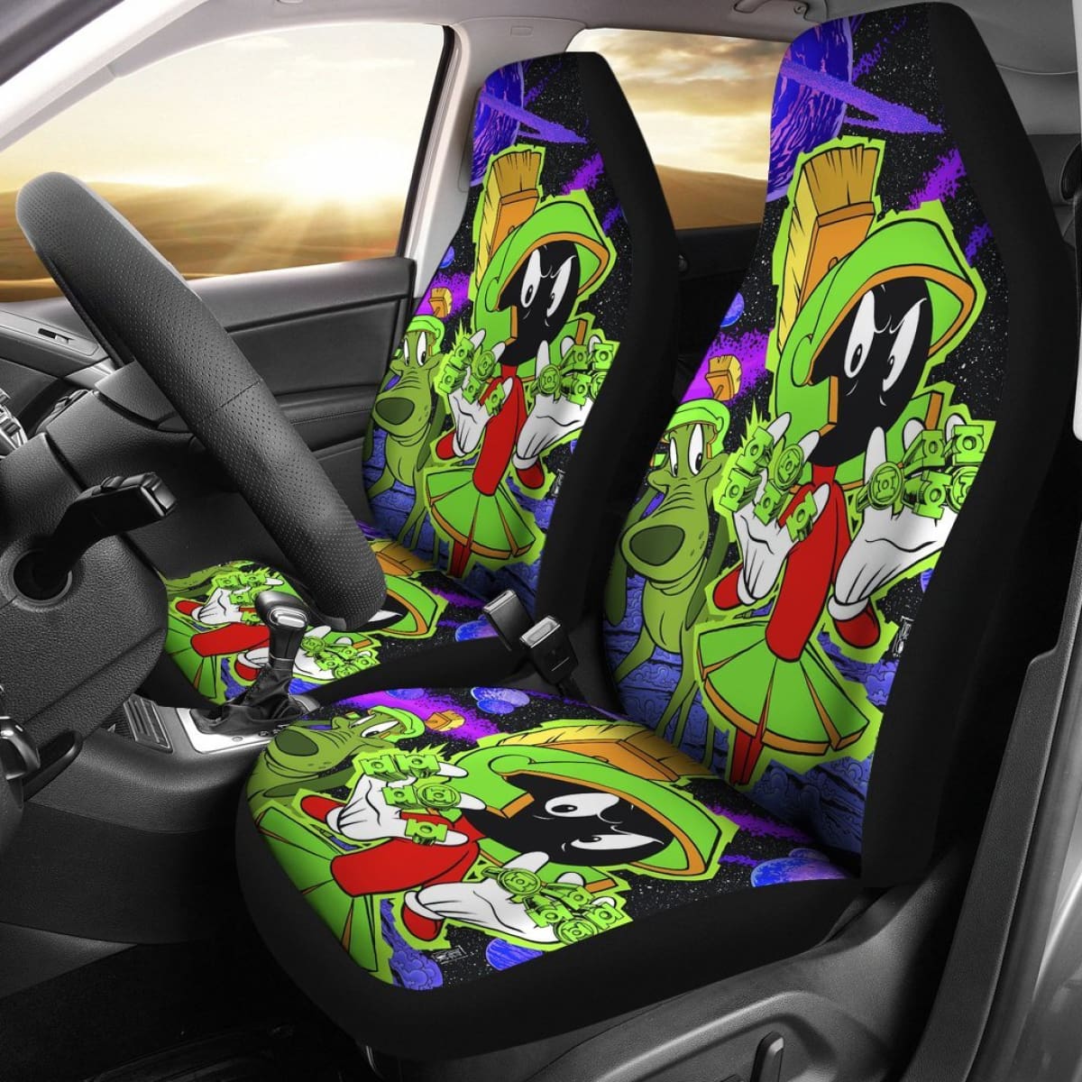 Martian Car Seat Covers Looney Tunes Cartoon Fan Gift H200212 Universal Fit 225311