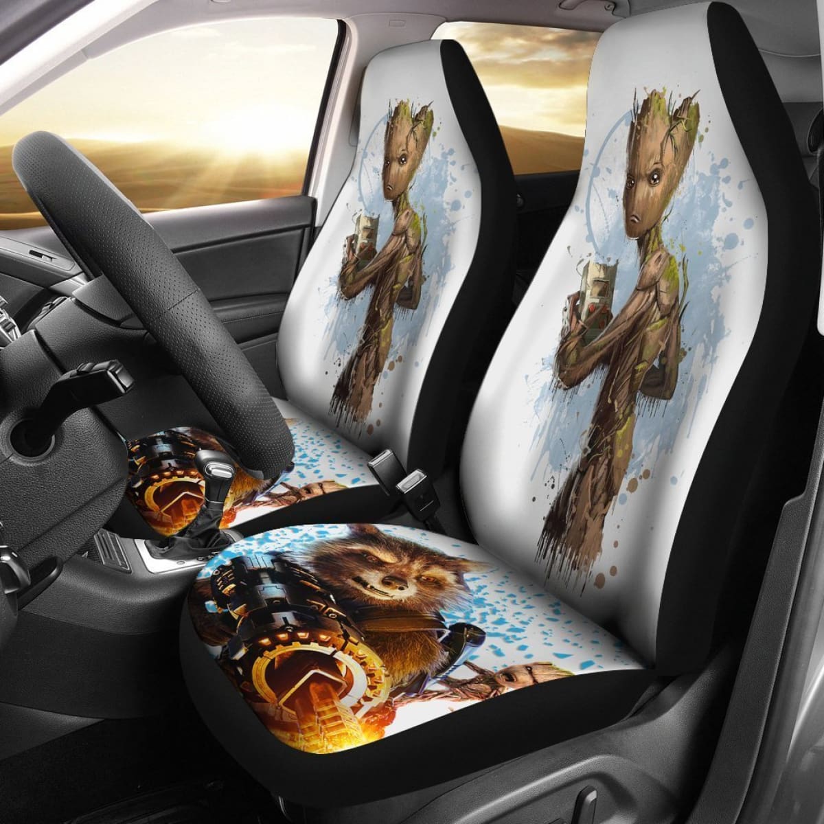 Marvel Rocket & Groot Guardians Of The Galaxy Car Seat Covers Lt03 Universal Fit 225721