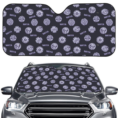 Maya Symbol Pattern Print Car Windshield Sun Shade