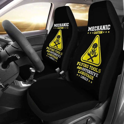 Mechanic Caution Flying Tools Car Seat Covers 918 Universal Fit