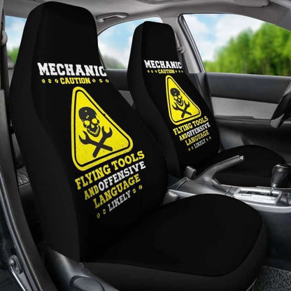 Mechanic Caution Flying Tools Car Seat Covers 918 Universal Fit