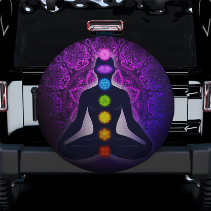 Meditating Human In Lotus Spare Tire Cover