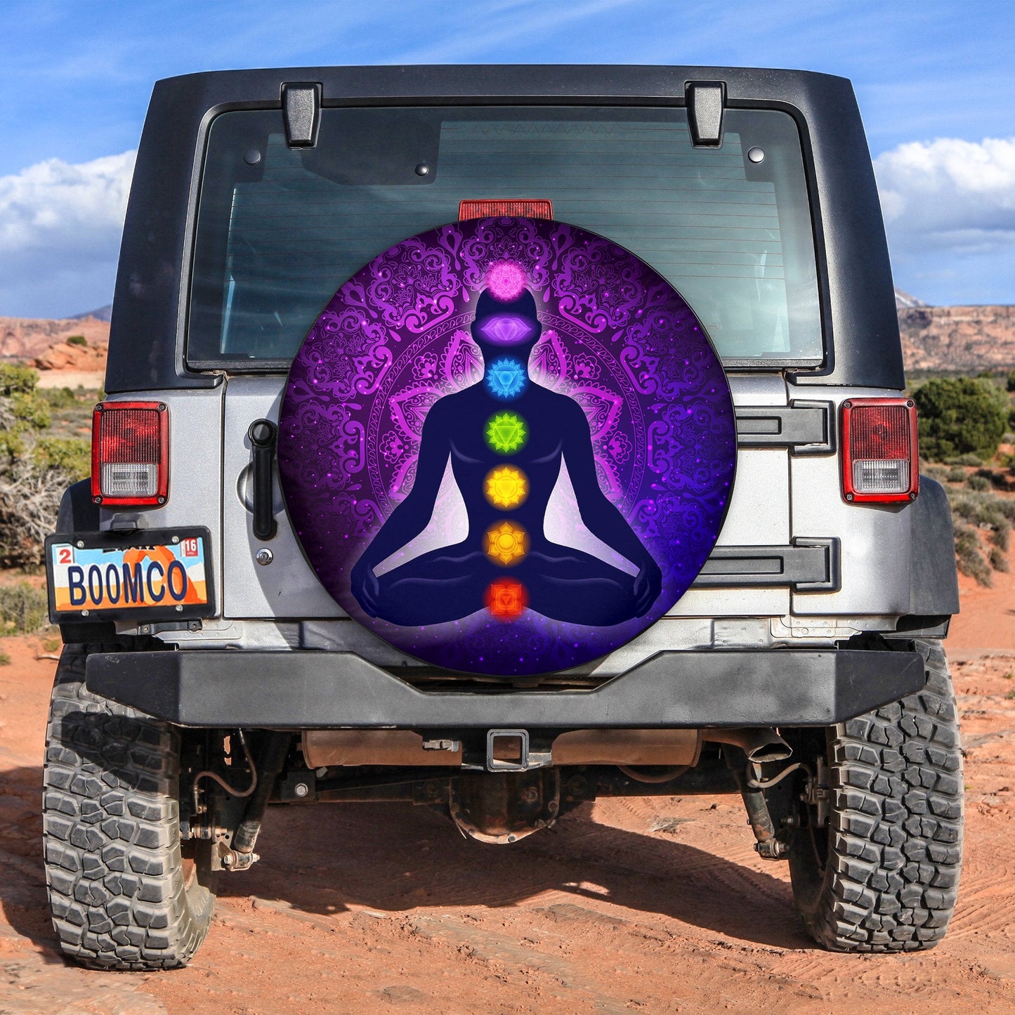 Meditating Human In Lotus Spare Tire Cover