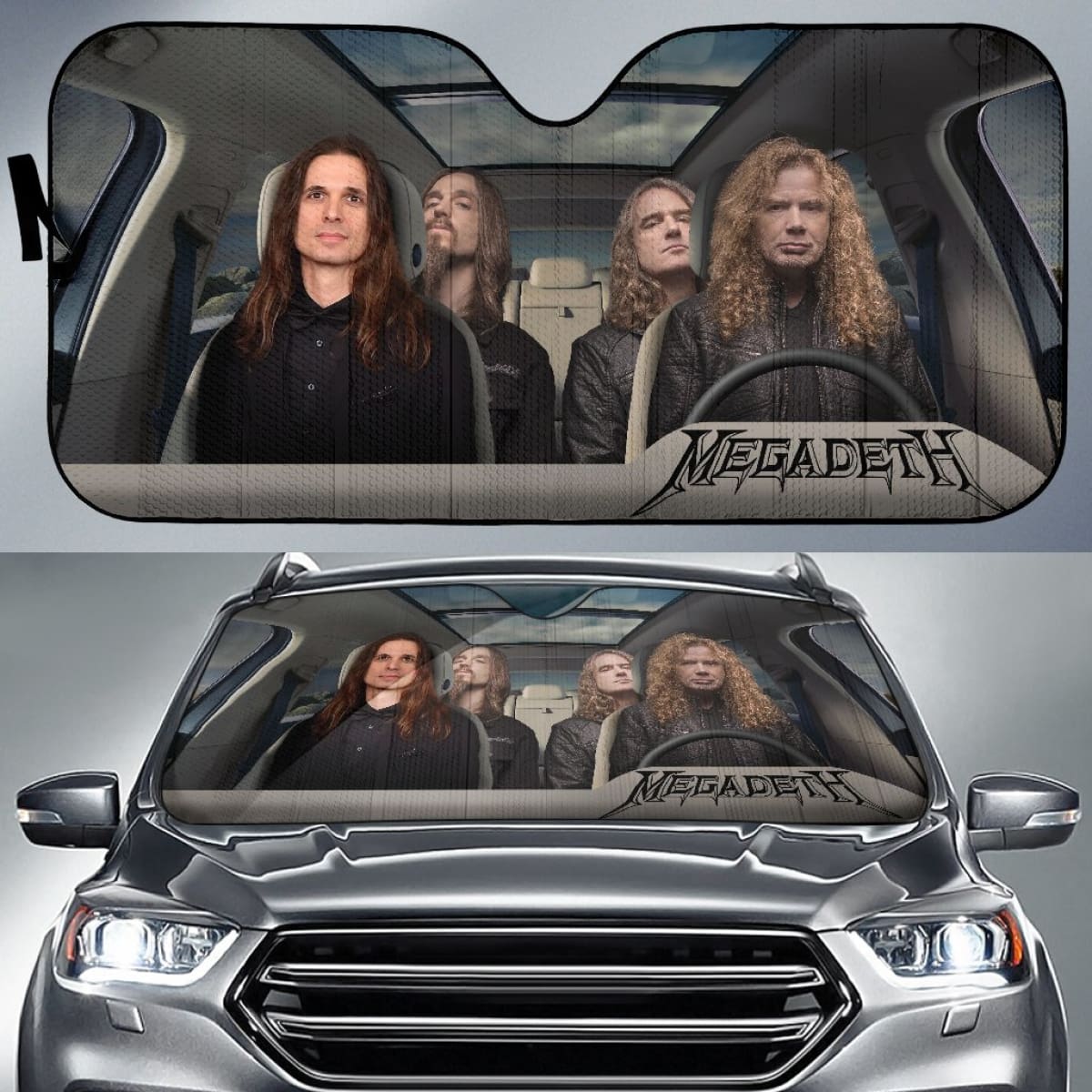 Megadeth Car Sun Shade Rock Band Sun Visor Fan Gift Universal Fit 174503