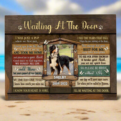 Waiting at the Door Dog Memorial Canvas - Personalized Pet Loss Gift - PersonalizedFury