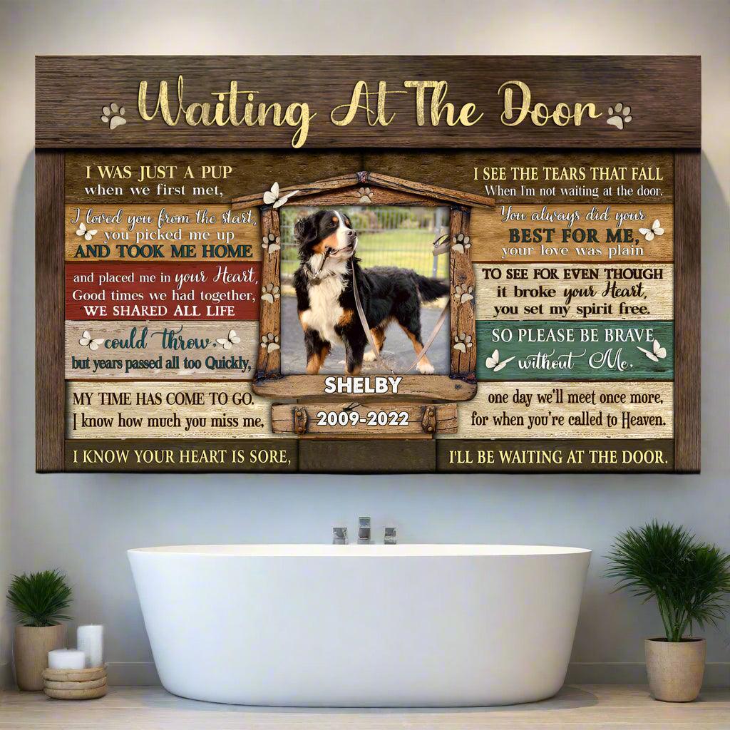 Waiting at the Door Dog Memorial Canvas - Personalized Pet Loss Gift - PersonalizedFury