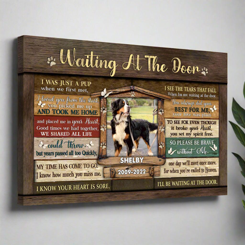 Waiting at the Door Dog Memorial Canvas - Personalized Pet Loss Gift - PersonalizedFury