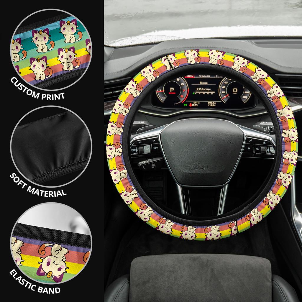 Meowth Anime Custom Car Steering Wheel Cover