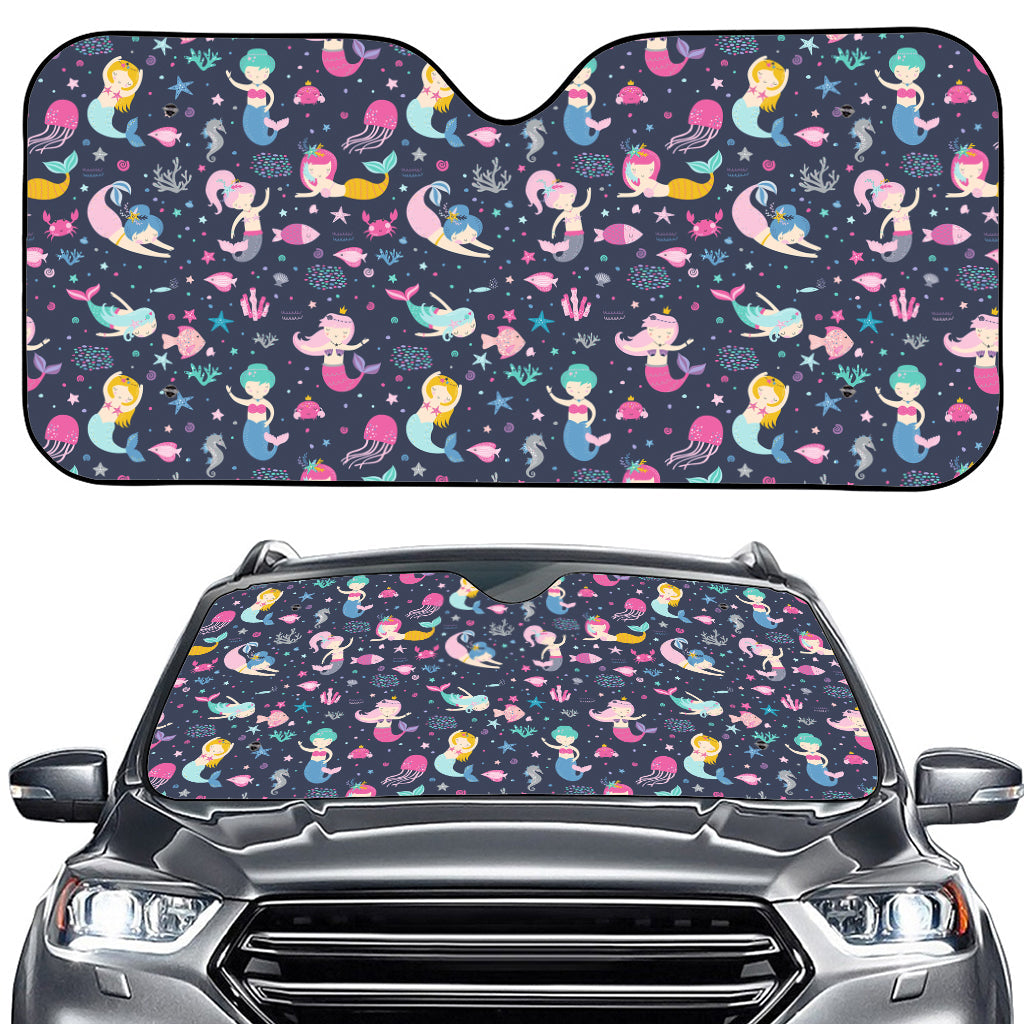 Mermaid Cartoon Pattern Print Car Windshield Sun Shade