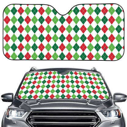 Merry Christmas Argyle Pattern Print Car Windshield Sun Shade